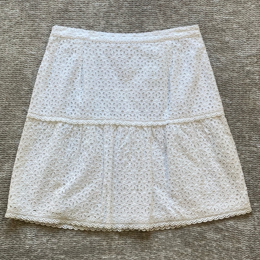 Laundry by Shelli Segal Eyelet Skirt Size 6 Y2K Graduation Spring Scalloped